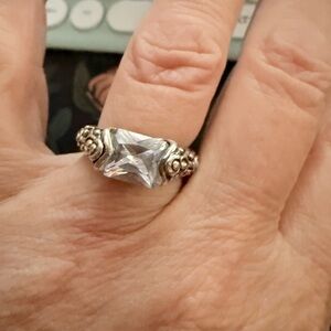 Sterling Silver & Cubic Zirconia Ring – Emerald Cut - size 6